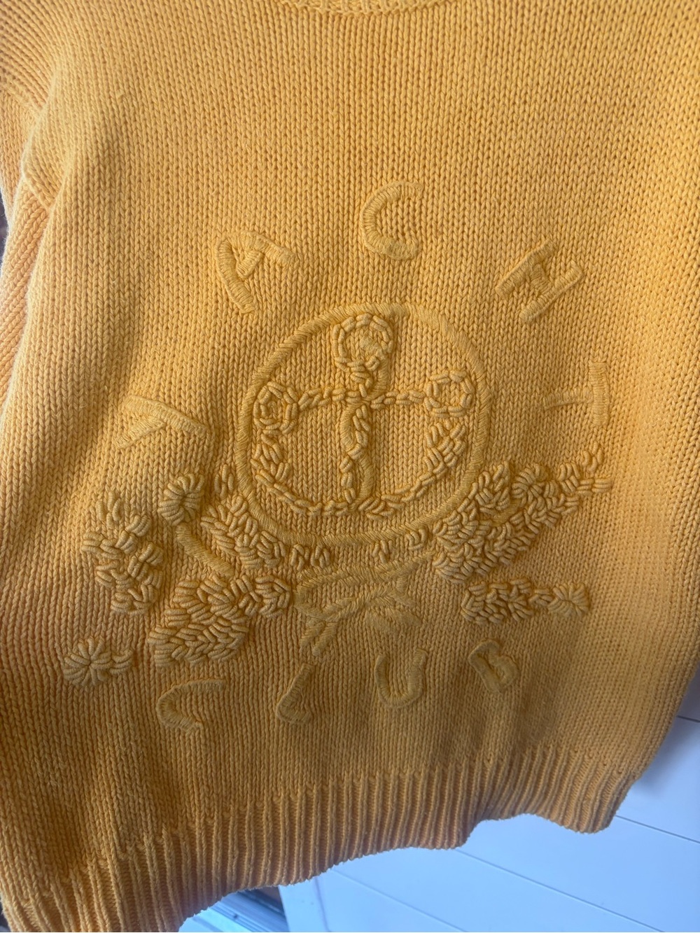 “Yacht Club” Vintage Sweater | Yellow | Small - Picture 2 of 4